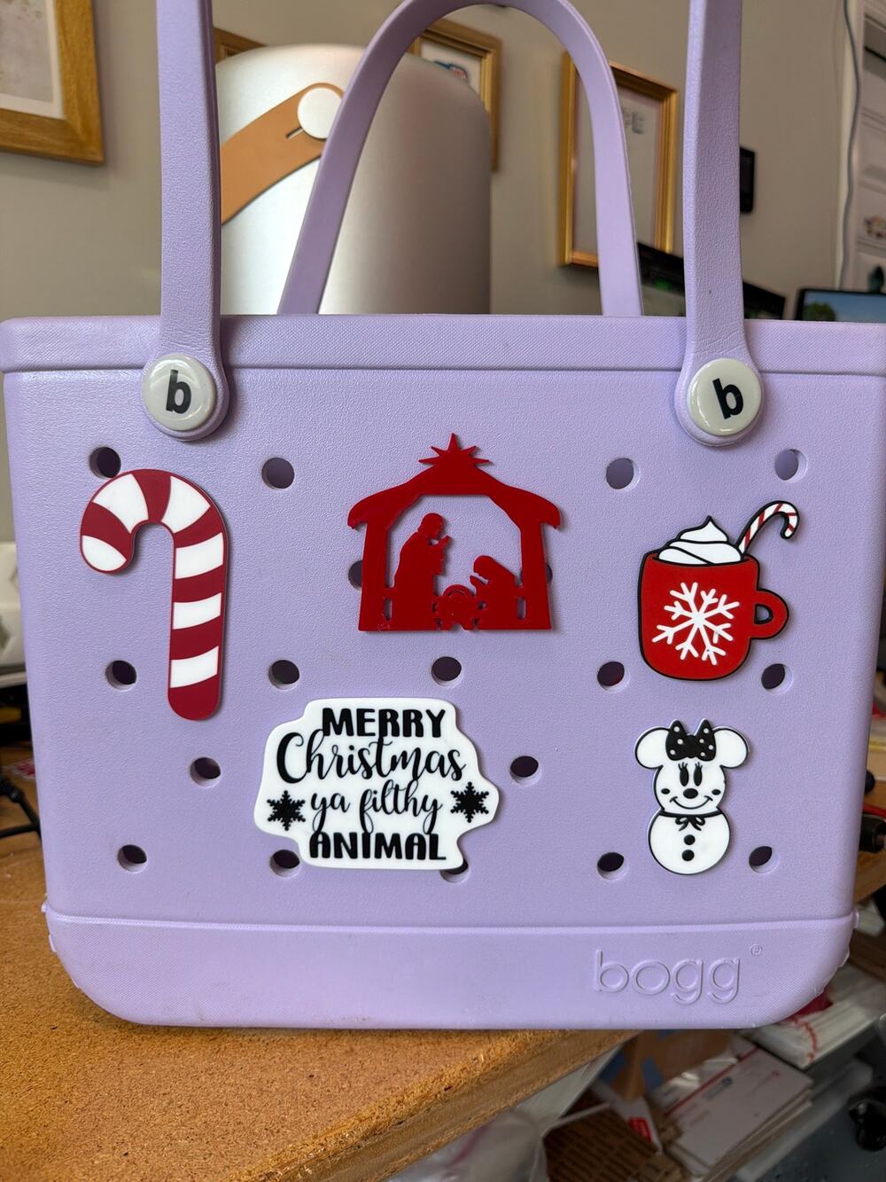 Lot of 5 Slightly Imperfect Christmas Themed Bogg Bag Charms..............